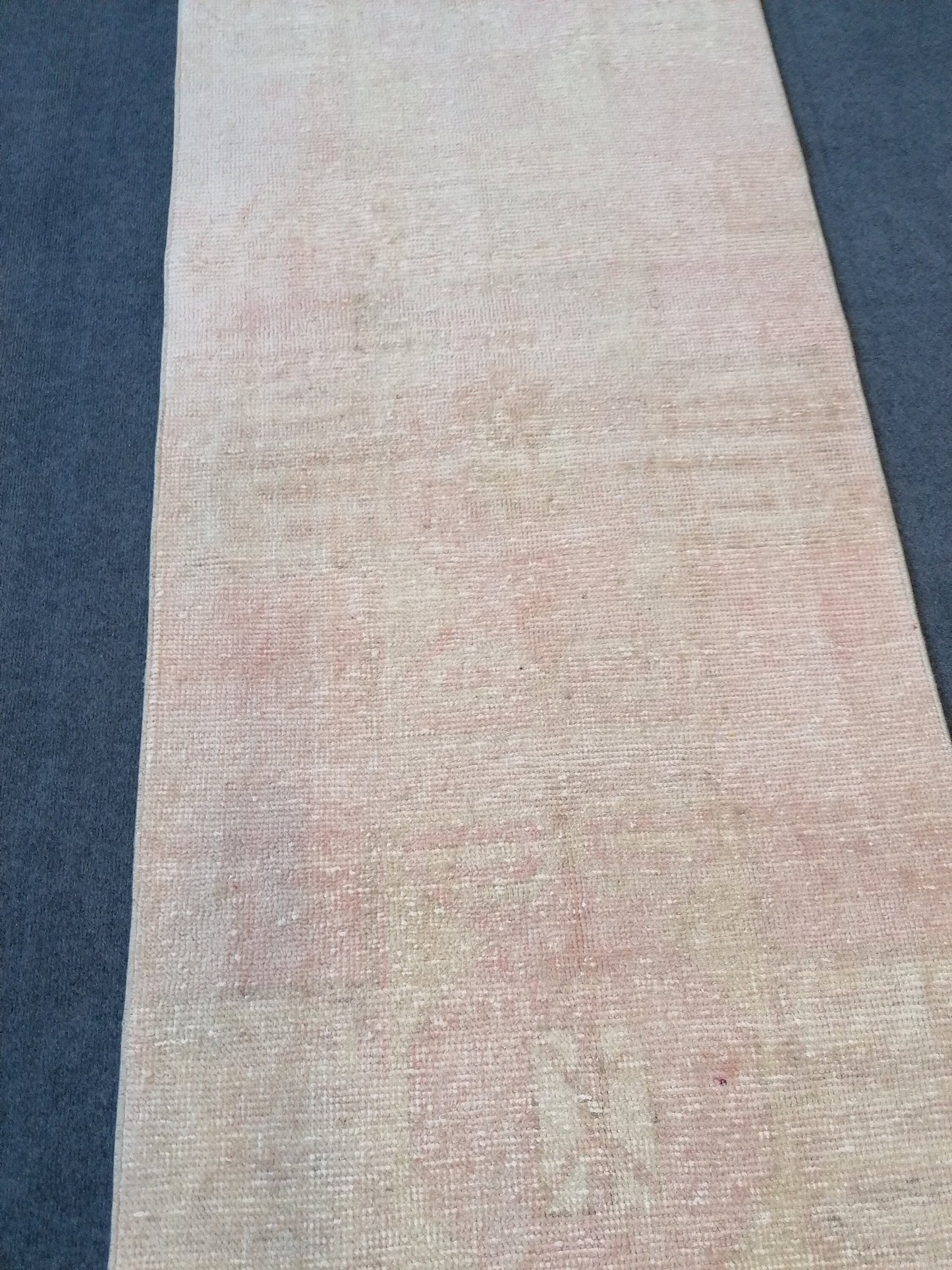 2.7 x 11.7 Turkish runner rug, vintage runner rug, Neutral Oushak rug