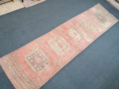 3.2 x 11.10 oushak runner rug,turkish runner rug, vintage runner rug, unique handmade