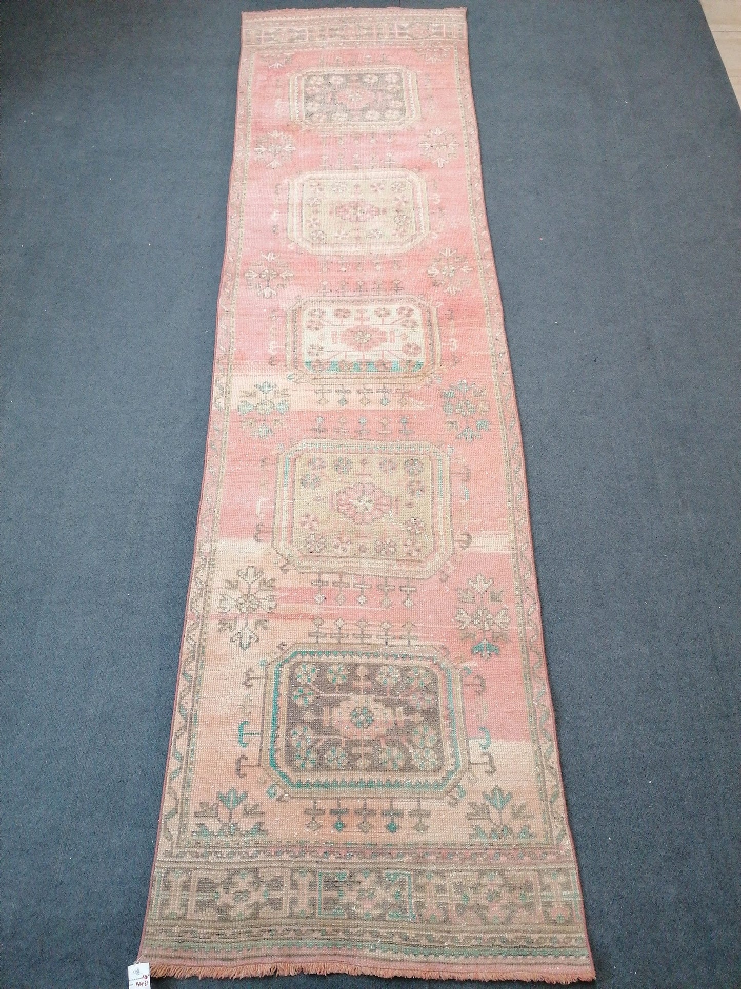 3.2 x 11.10 oushak runner rug,turkish runner rug, vintage runner rug, unique handmade