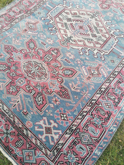 4 x 6.4 wool rug,turkish oushak rug,vintage handmade rug,