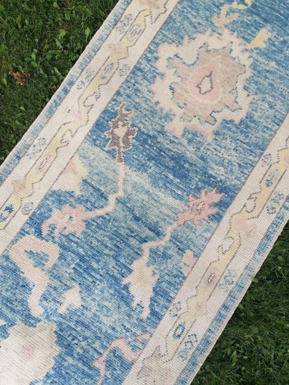 Oushak runner rug 2.10 x 14.3 turkish  oushak  runner rug, hallway runner  kitchen runner, handmade wool rugs