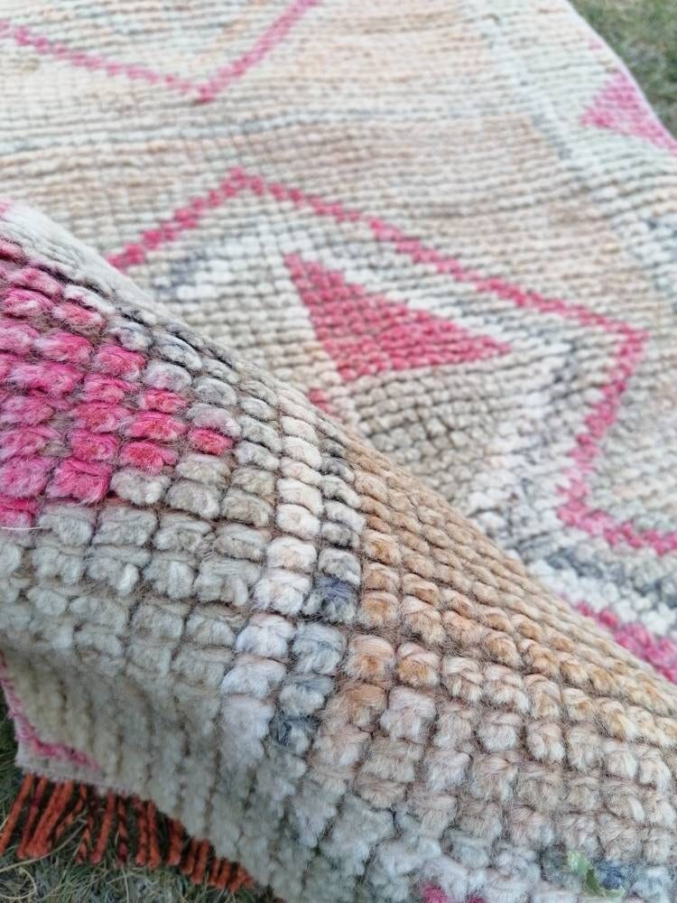 2.3 x 12.2 high pile wool runner rug vintage oriental runner Hand-knotted runner rug