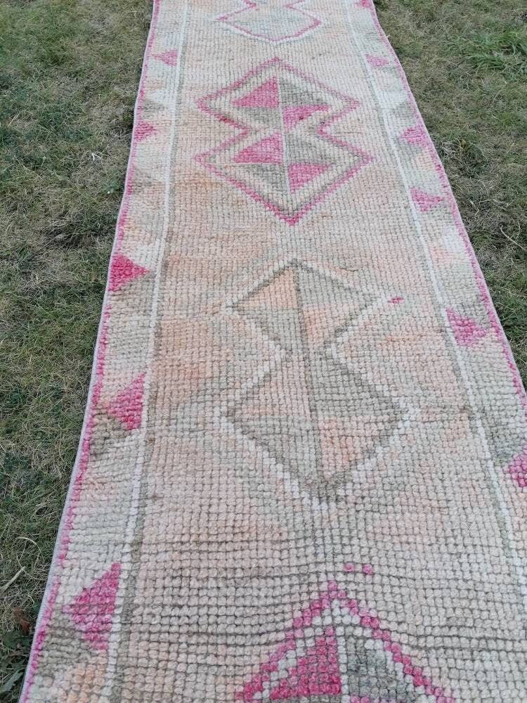 2.3 x 12.2 high pile wool runner rug vintage oriental runner Hand-knotted runner rug
