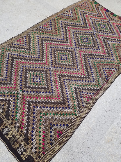 5.5 x 10.2 flatwoven with embroidery rug turkish hand made rug
