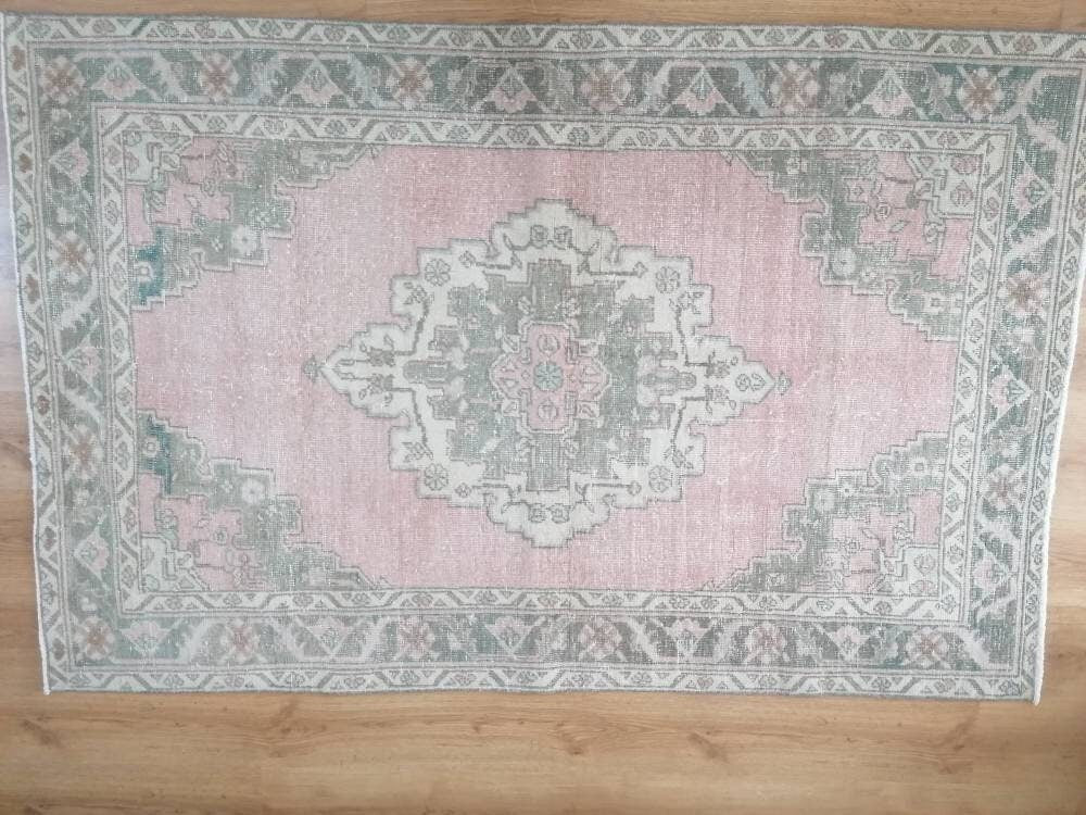 4.2 x 6.4 Muted oushak turkish rug  pastel vintage rug, handmade wool rug