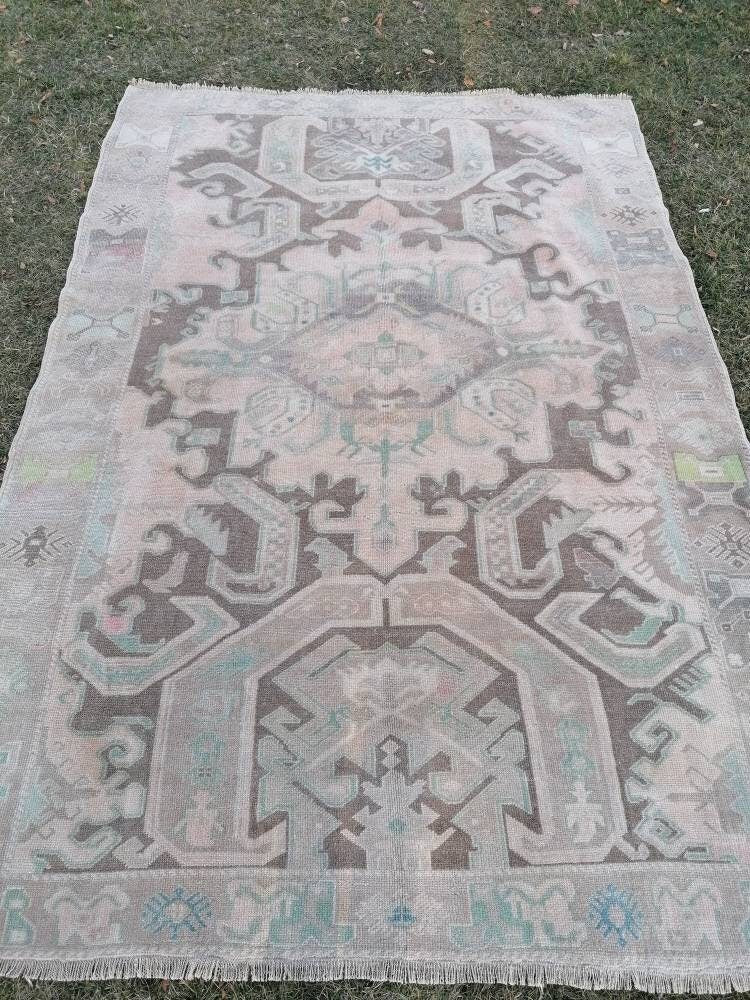 Oushak turkish rug 6 x 8.10 vintage rug ,unique hand made
