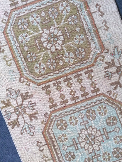 2.7 x 11.8 Turkish runner rug, vintage runner rug, oushak runner rug,