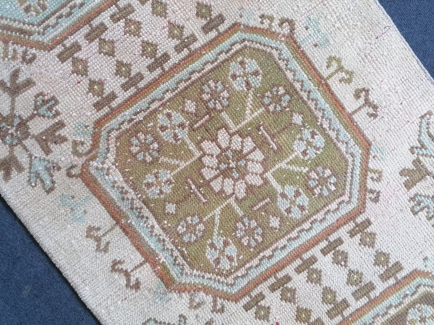 2.7 x 11.8 Turkish runner rug, vintage runner rug, oushak runner rug,
