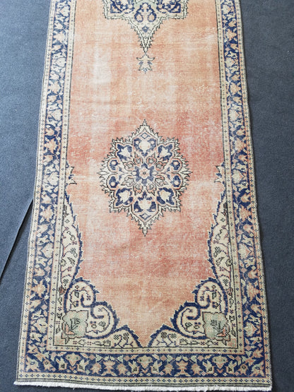 Vintage runner rug, oushak runner 3 x 11.7 turkish runner rug, kitchen runner