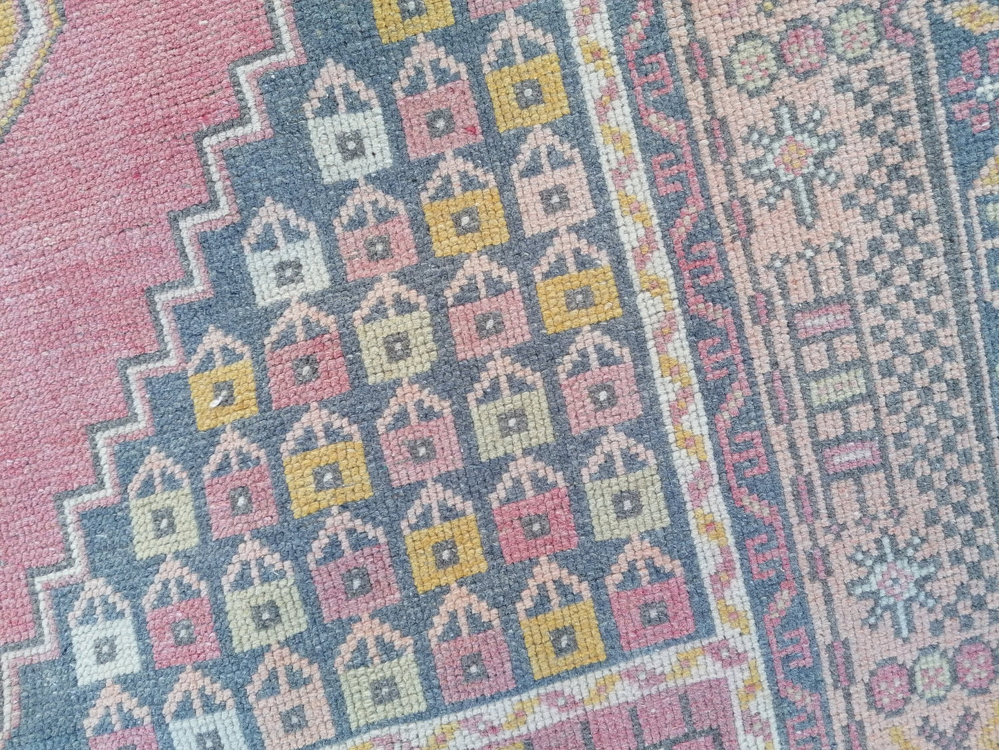 4.5 x 7.10 Oushak knotted vintage rug, vintage wool rug  handmade area rug