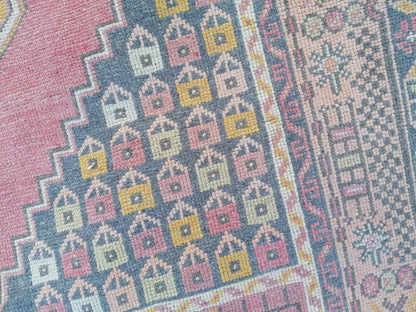 4.5 x 7.10 Oushak knotted vintage rug, vintage wool rug  handmade area rug