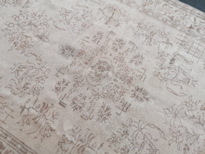 oushak rug 6 x 10.2 large muted turkish rug, pastel vintage rug, hand made