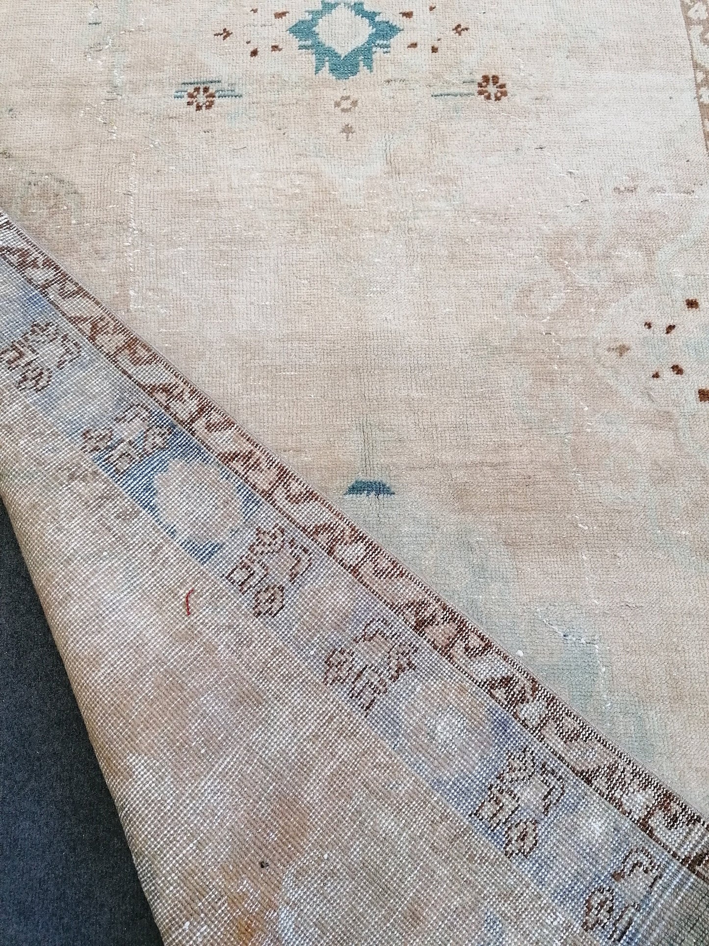 4.3 x 13.3 vintage runner rug,Handmade runner rug, Oushak rug runner