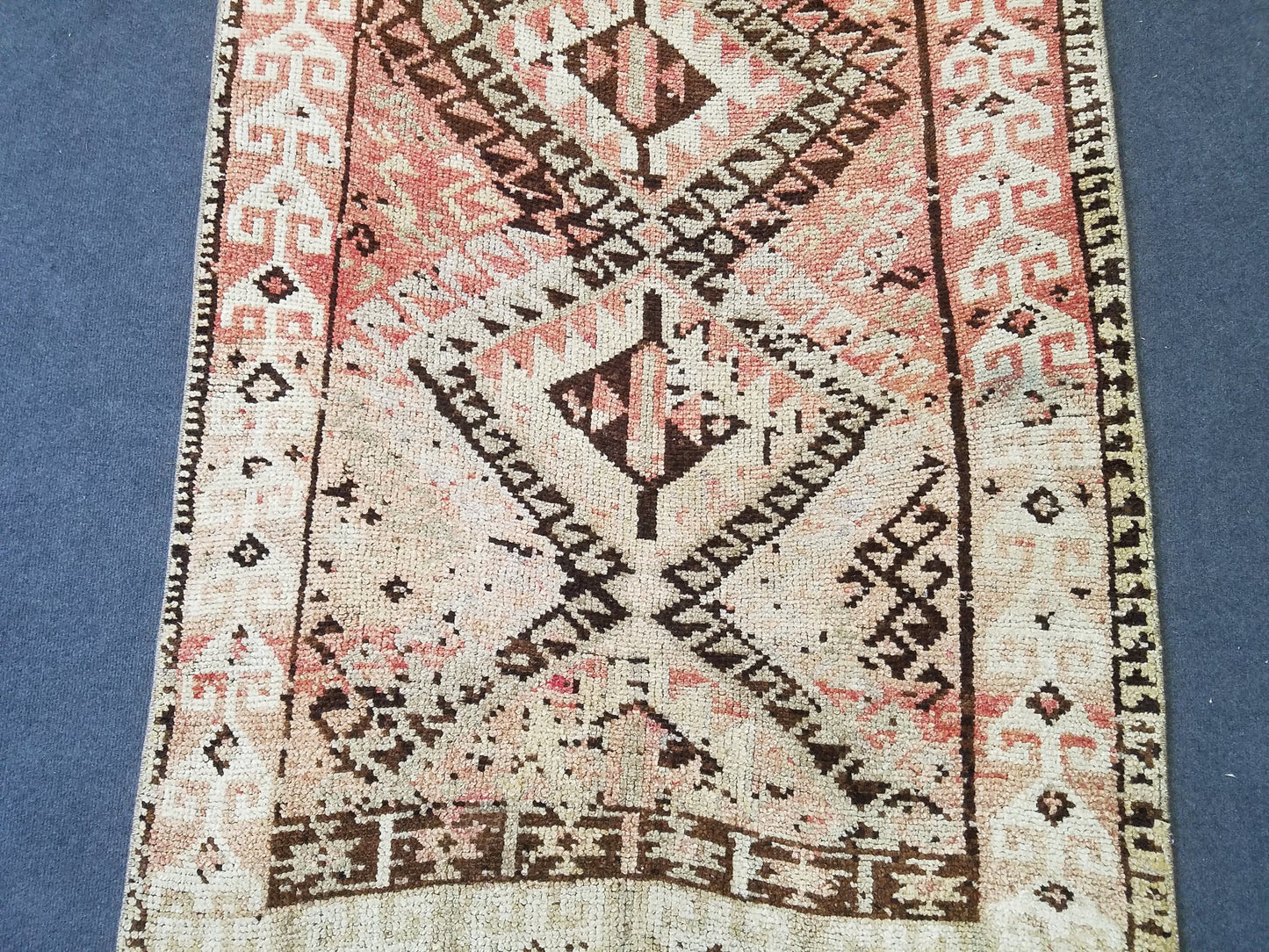 3.7 x 7.4 Antique Oushak wool rug, turkish rug, vintage runner unique handmade rug