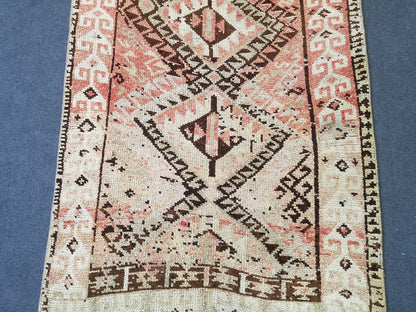 3.7 x 7.4 Antique Oushak wool rug, turkish rug, vintage runner unique handmade rug