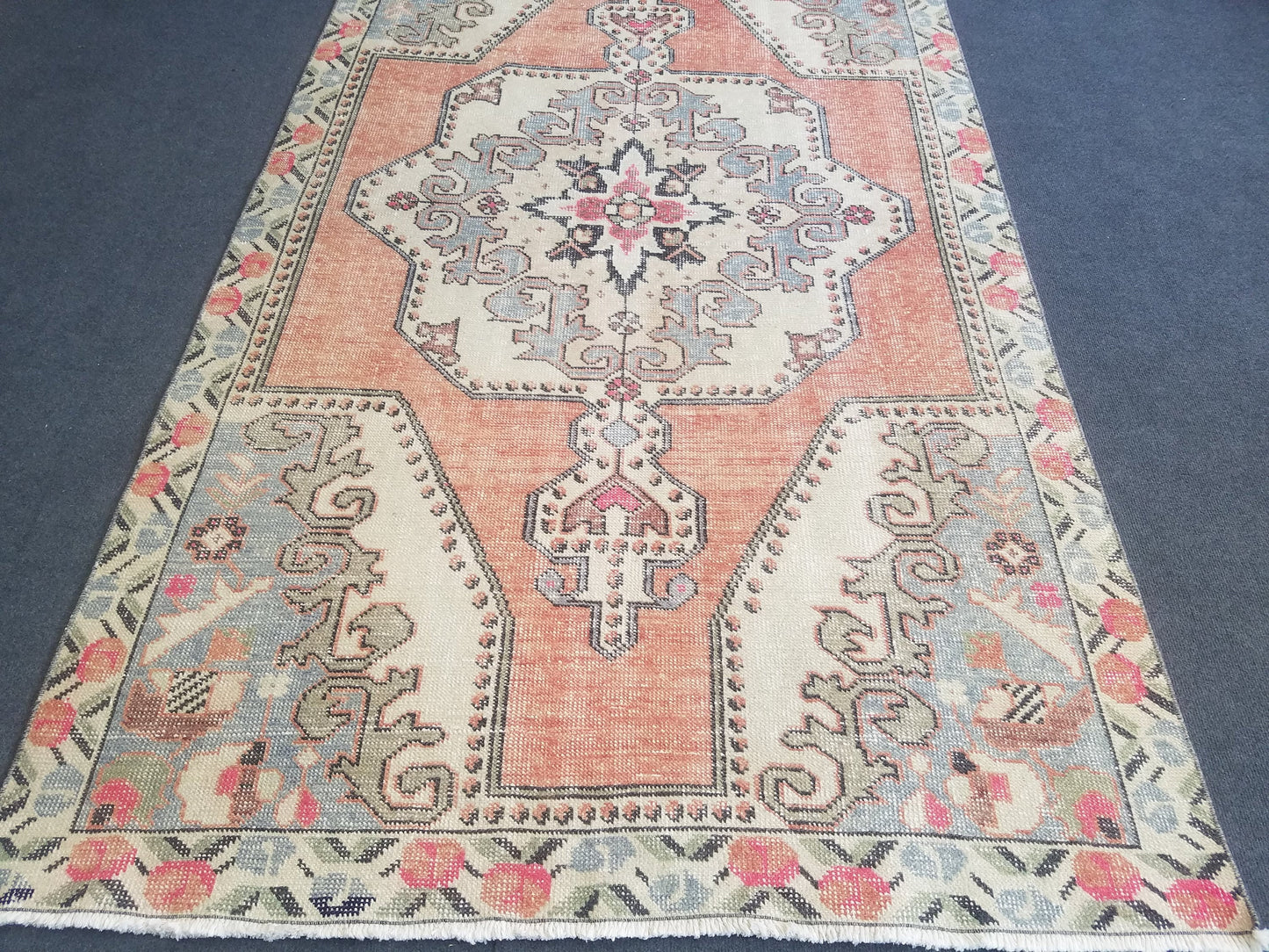 4.3 x 7.7 Rug, turkish oushak rug, vintage wool rug  oushak handmade rug,