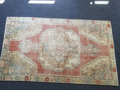 4.4 x 7.3 Distressed vintage wool rug, turkish handmade rug  oushak rug,