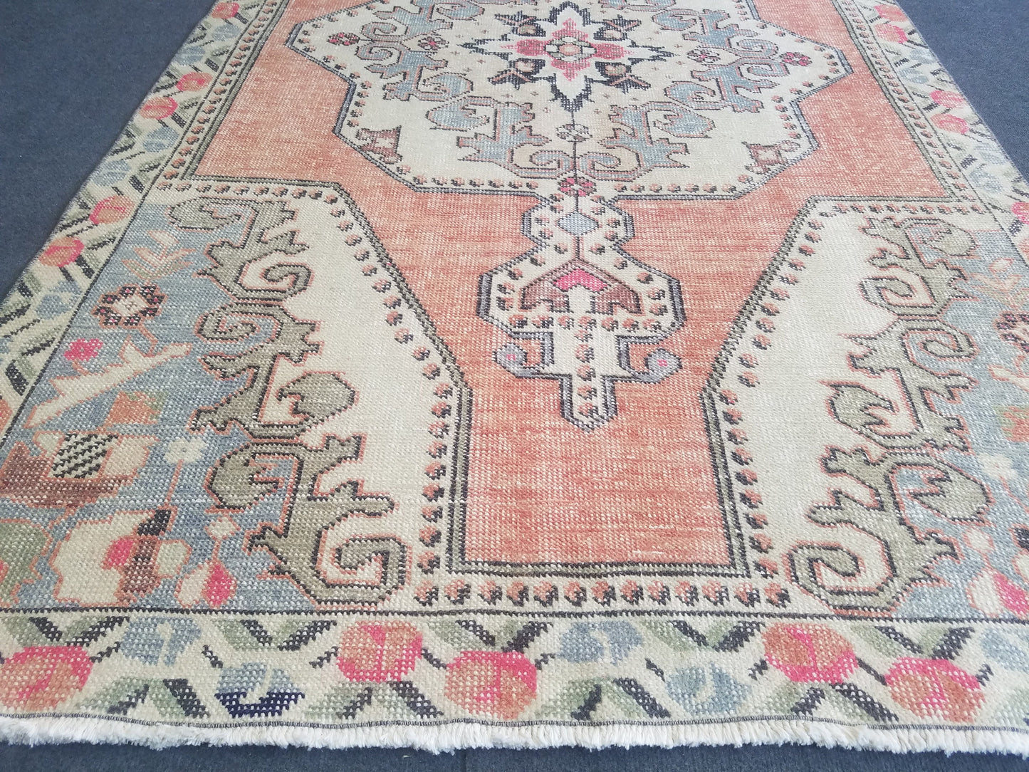 4.3 x 7.7 Rug, turkish oushak rug, vintage wool rug  oushak handmade rug,