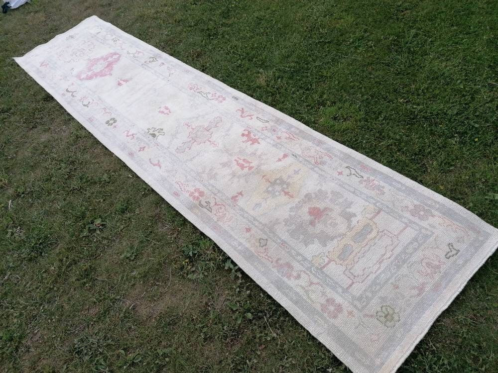 3 x 13 oushak runner rug, handmade wool turkish rug, vintage kitchen runner, long runner rugs