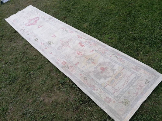 3 x 13 oushak runner rug, handmade wool turkish rug, vintage kitchen runner, long runner rugs