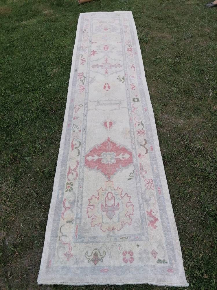 3 x 13 oushak runner rug, handmade wool turkish rug, vintage kitchen runner, long runner rugs