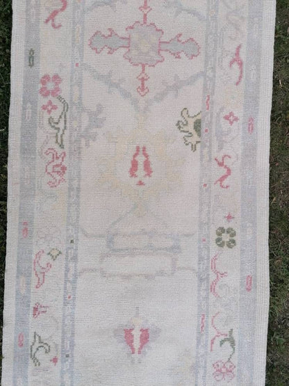 3 x 13 oushak runner rug, handmade wool turkish rug, vintage kitchen runner, long runner rugs