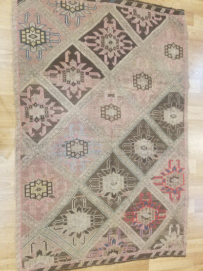 6 x 9 flatwoven with embroidery rug, handmade kilim wool rug, vintage turkish rugs oushak rug vintage oushak rug, wool rug