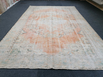 4x9 feet vintage rug,handmade kitchen area rug, antique rug, turkish bedroom rug, oushak rug
