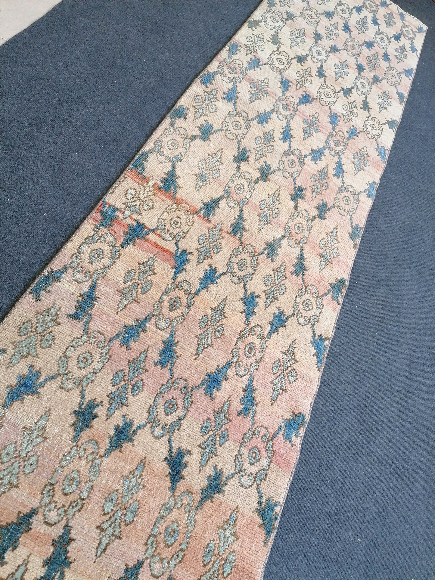 2.5 x 13 feet turkish runner rug, long vintage oushak runner rug,
