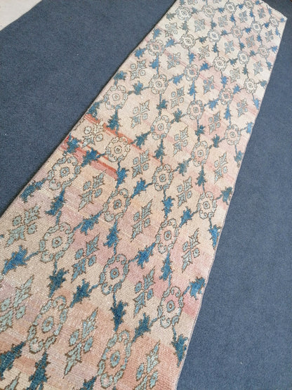 2.5 x 13 feet turkish runner rug, long vintage oushak runner rug,