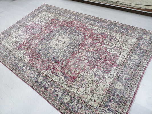 7x11 feet destroyed handmade rug, vintage wool living room rug, oversize rug, oushak kitchen rug, lounge turkish rug, big size floor rugs