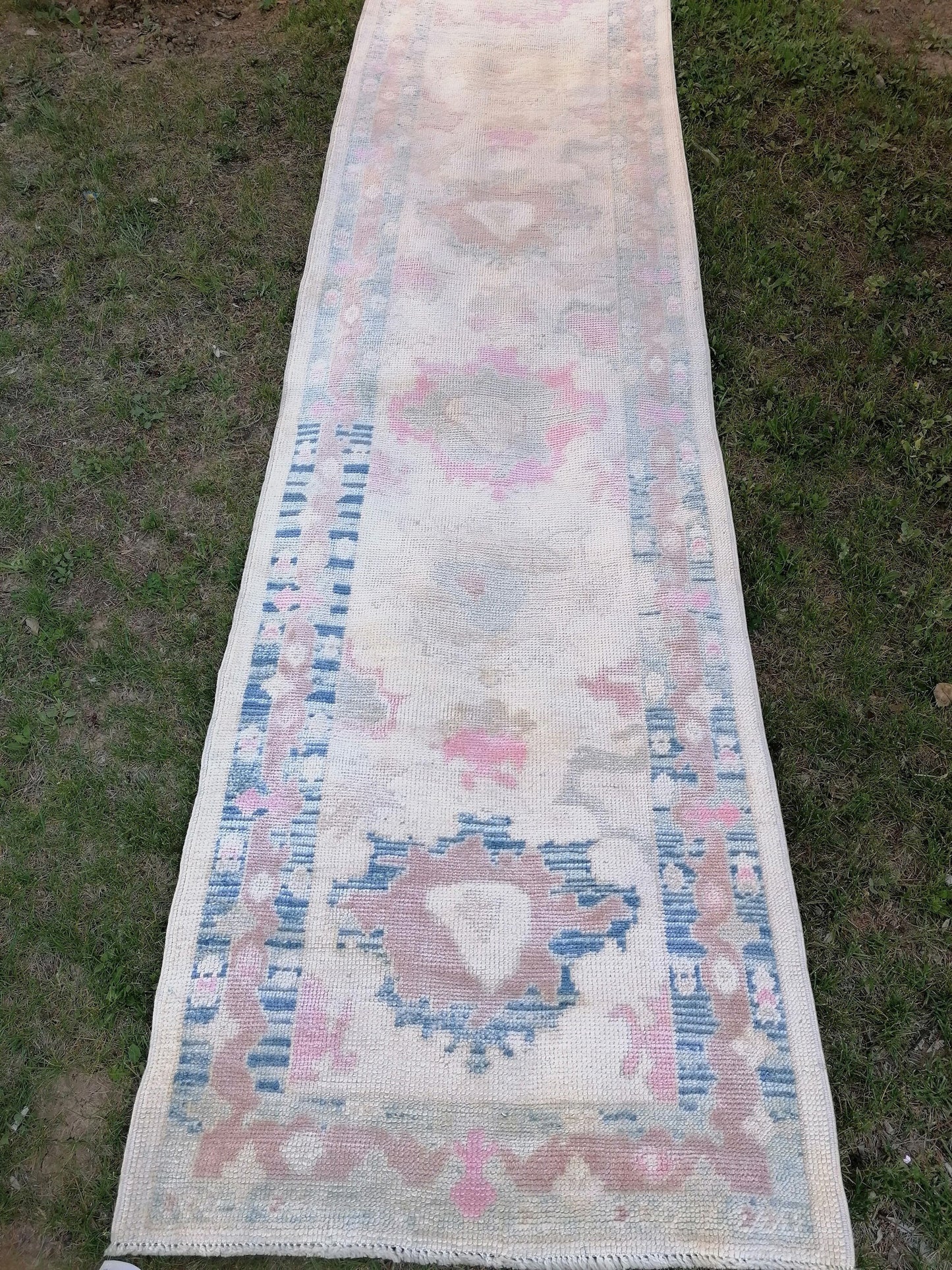 3 x 16.9 Turkish muted oushak runner rug oushak runner rug, hallway oushak handmade wool