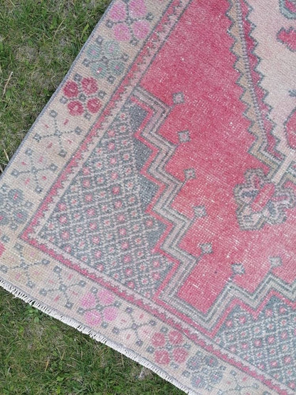 Oushak turkish wool rug 3.5 x 6.3 turkish handmade rug, vintage rug,