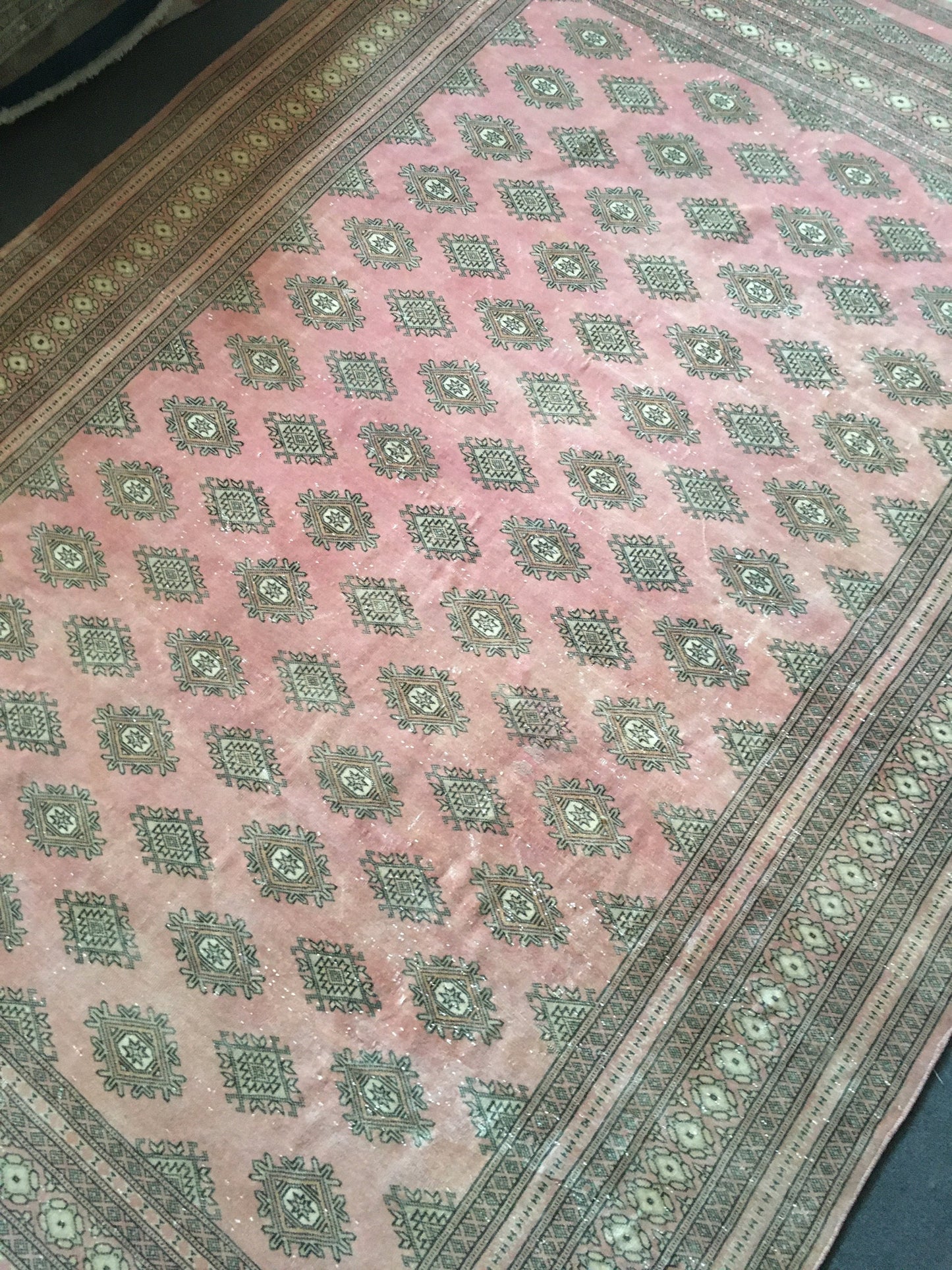 6.5 x 9.4 handmade persian oversize living room area rug, vintage oushak rug