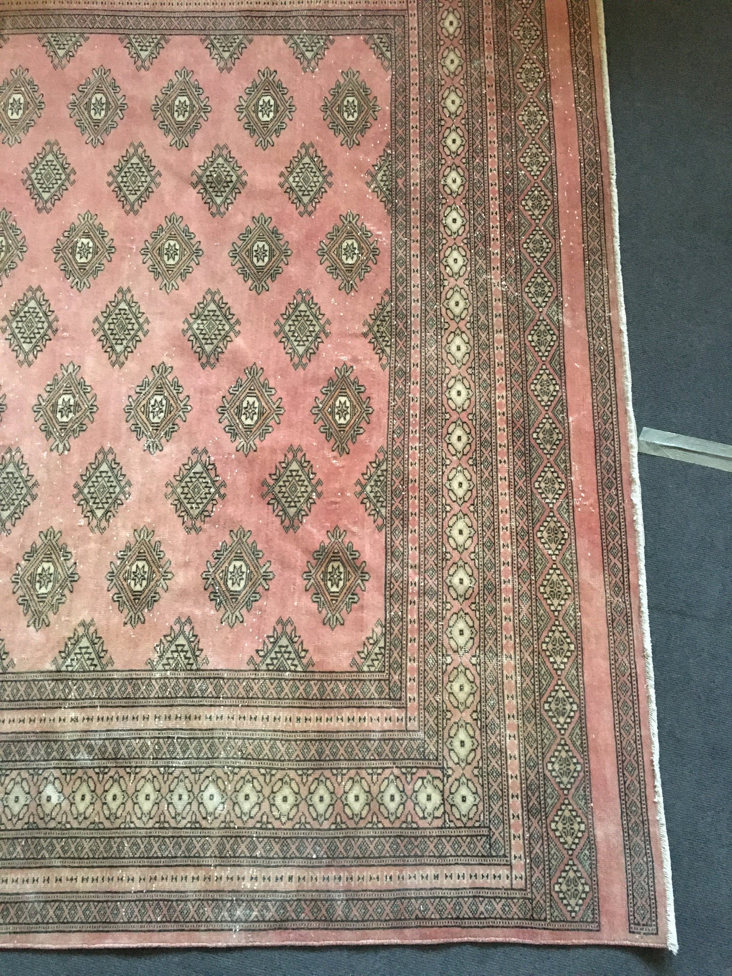 6.5 x 9.4 handmade persian oversize living room area rug, vintage oushak rug