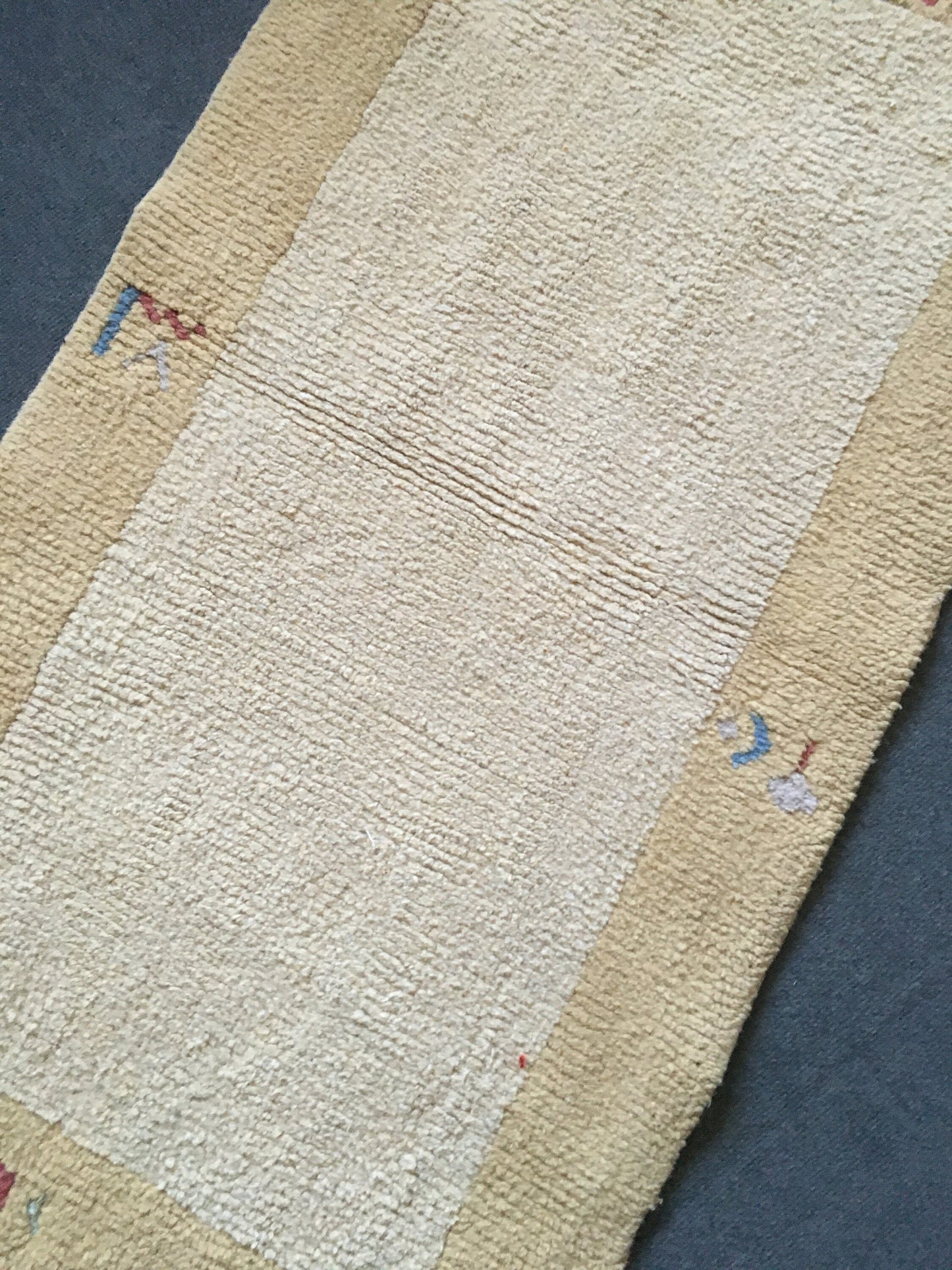 2.4 x 4.4 feet natural wool handmade turkish runner,
