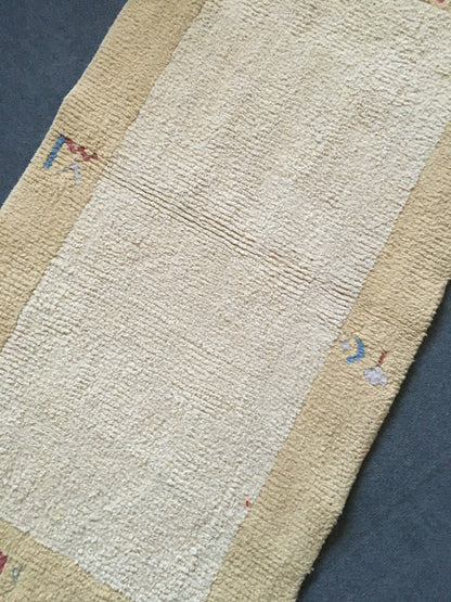 2.4 x 4.4 feet natural wool handmade turkish runner,