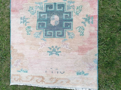3 x 11.9 wool oushak runner rug turkish handmade runner, vintage runner rug