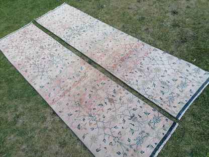 2.4 x 9.5 Wool oushak runner, turkish handmade runner, vintage runner rug  hallway runner rug kitchen runner