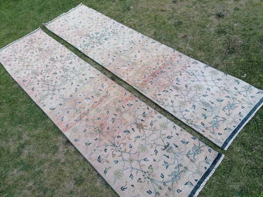 2.4 x 9.5 Wool oushak runner, turkish handmade runner, vintage runner rug  hallway runner rug kitchen runner