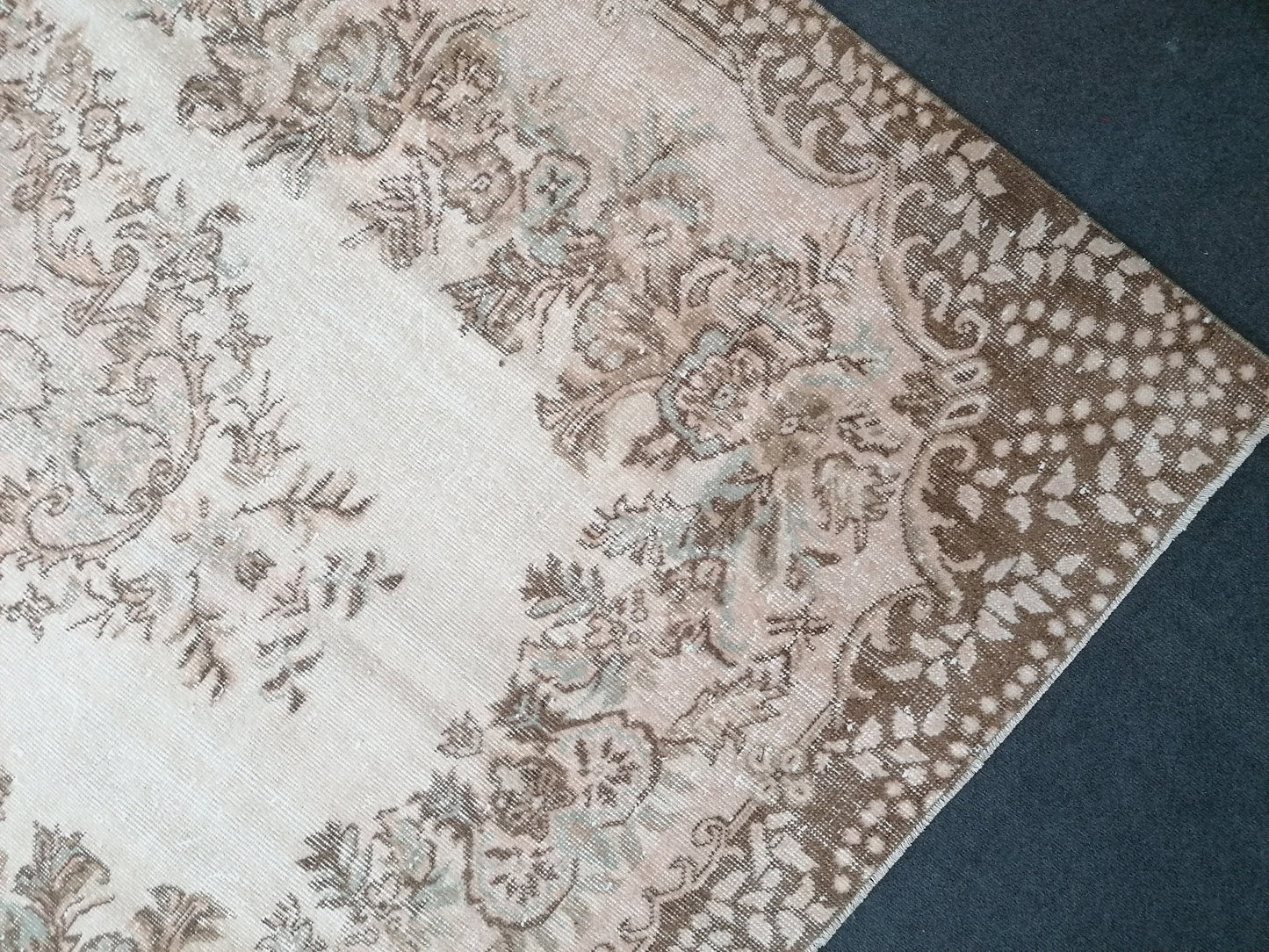 5.10 x 9.5 Muted oushak rug, large turkish oushak rug, pastel vintage rug,