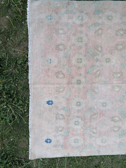 4.4 x 7.4 Turkish vintage rug, oushak vintage rug  anatolian rug,wool rug
