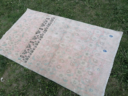 4.4 x 7.4 Turkish vintage rug, oushak vintage rug  anatolian rug,wool rug