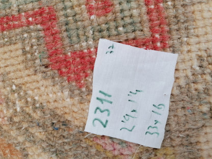 1.4 x 2.9 Vintage rug, turkish rug, oushak rug, small rug