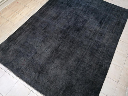 7.5 x 10.2 black wool rug, turkish rug, large turkish rug, wool rug Handmade rug