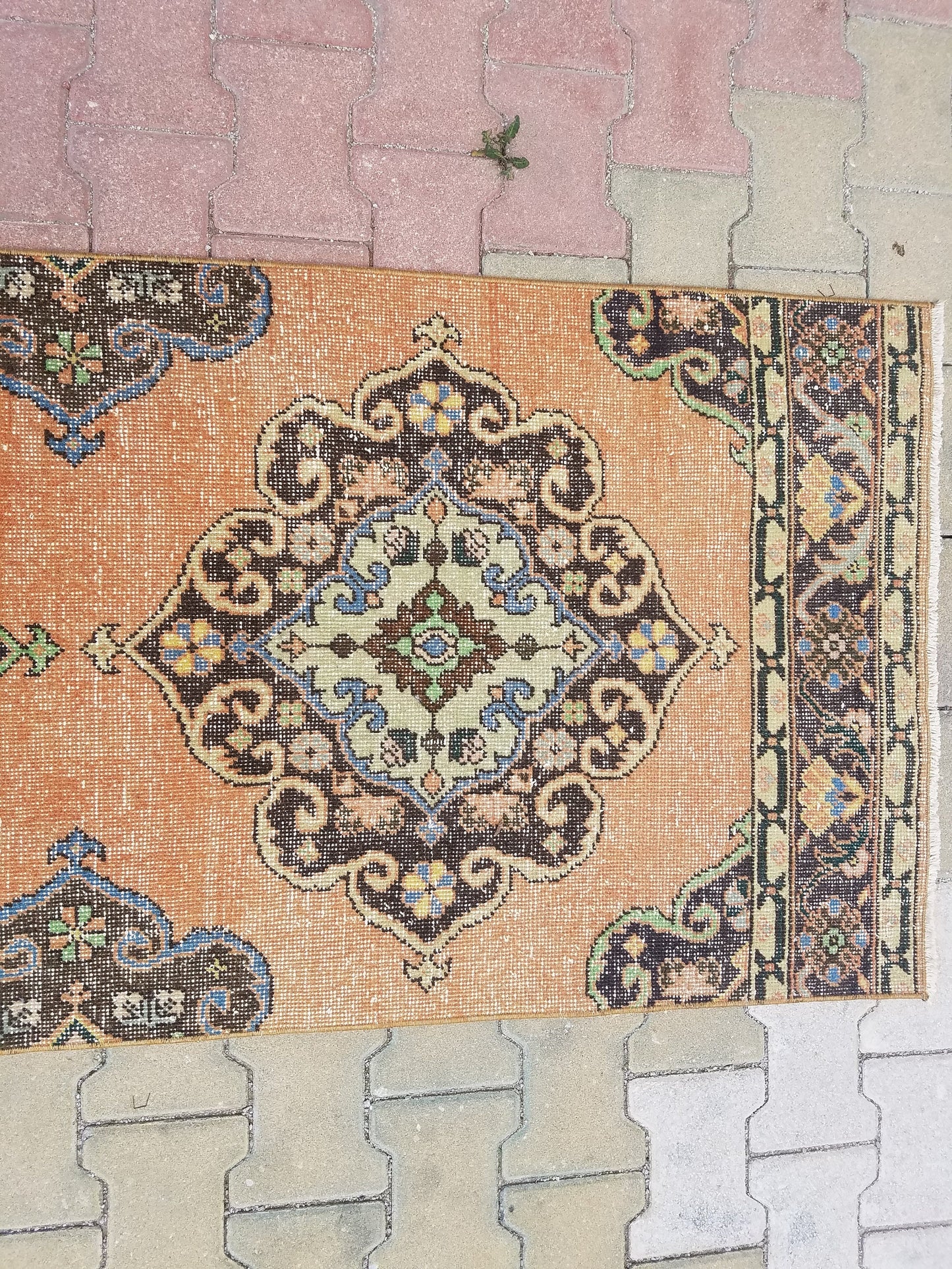 2.6 x 13.3 Turkish runner rug, vintage oushak runner rug, unique handmade rug, kitchen runner rug