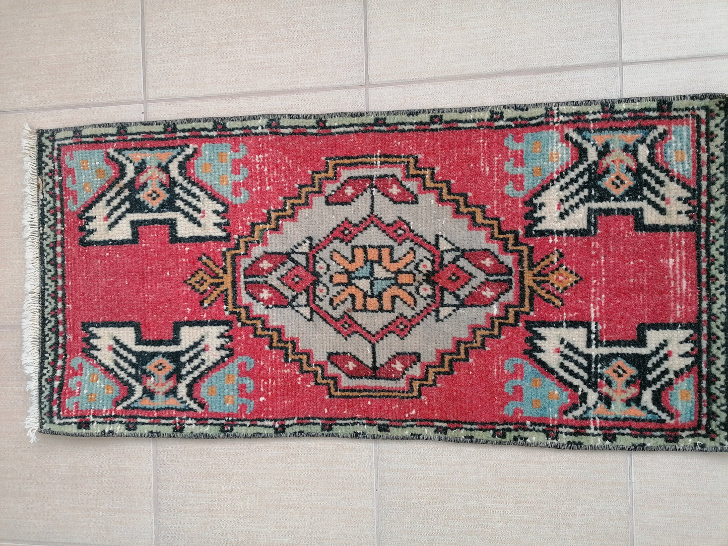 Turkish rug, vintage small rug, handmade rug,wool rug 3'2x1'6 feet