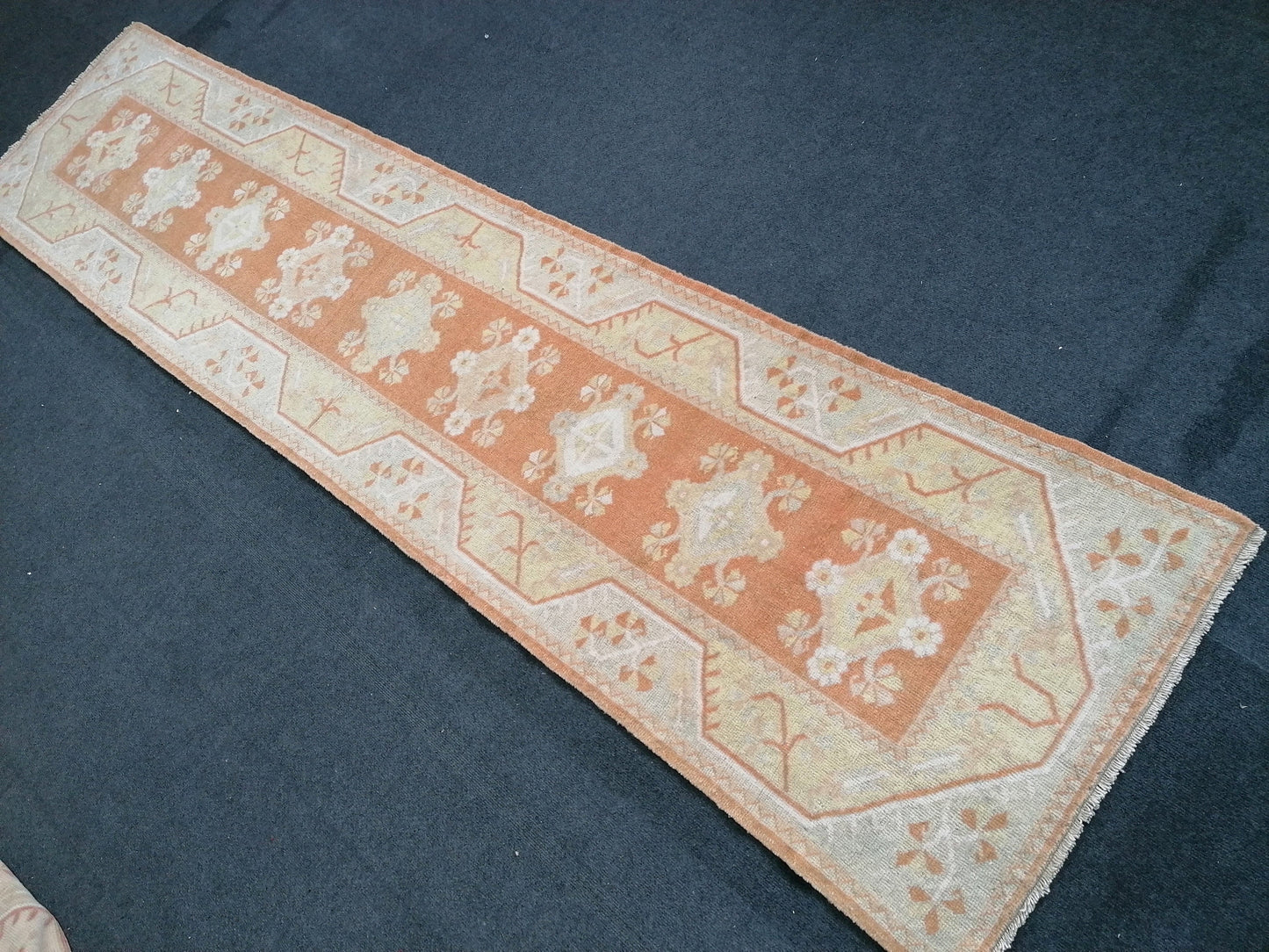 2.6 x 10.2 Oushak Runner rug, turkish runner rug, vintage runner rug, hallway runner rug, kitchen runner rug,