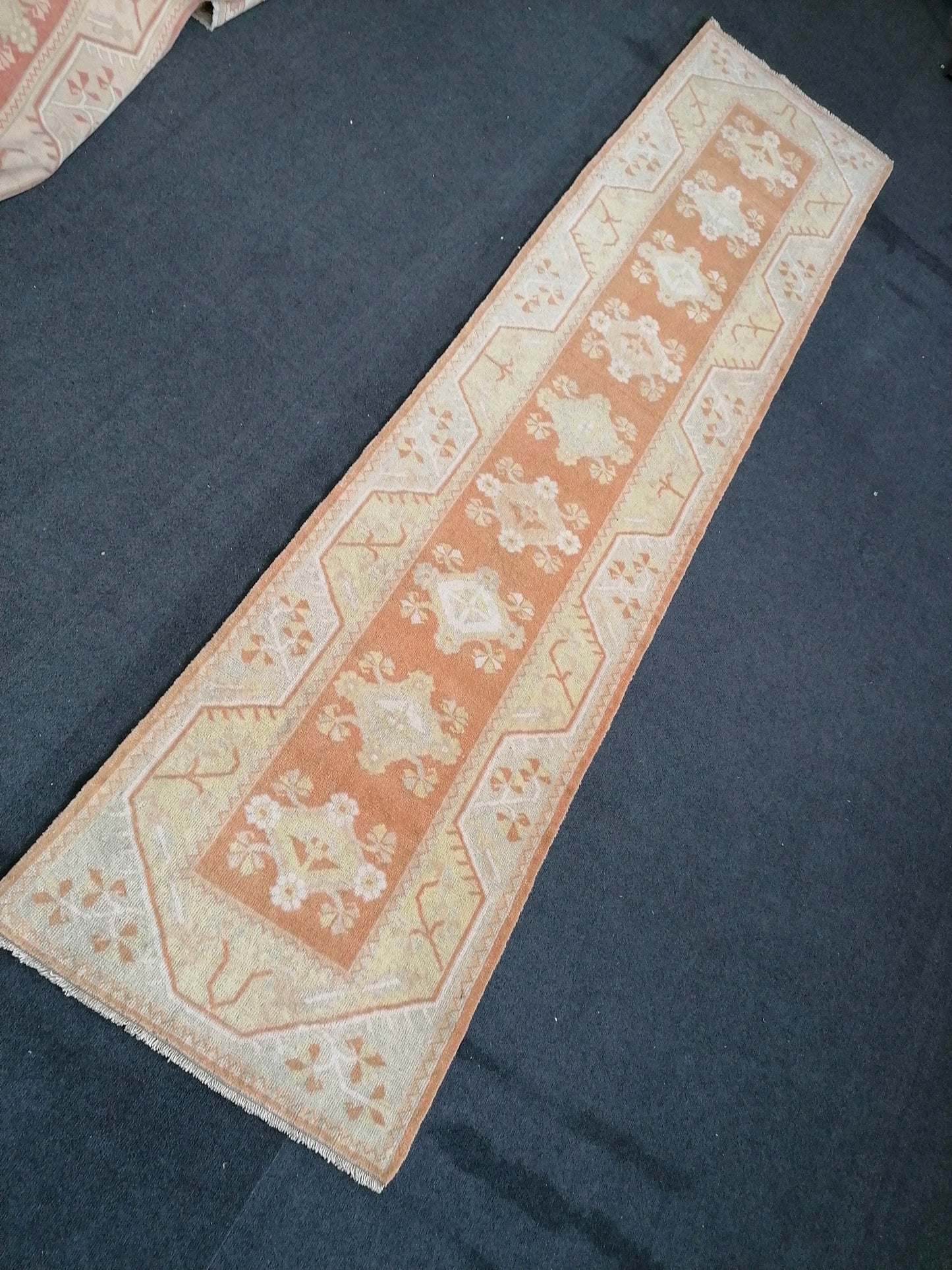 2.6 x 10.2 Oushak Runner rug, turkish runner rug, vintage runner rug, hallway runner rug, kitchen runner rug,