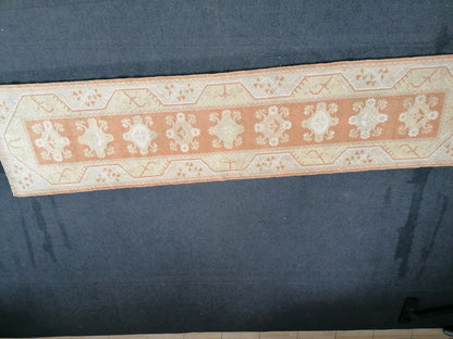 2.6 x 10.2 Oushak Runner rug, turkish runner rug, vintage runner rug, hallway runner rug, kitchen runner rug,